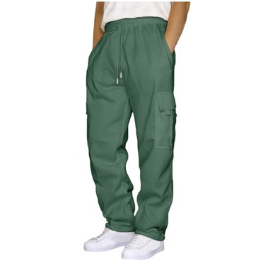 FAIWAD Mens Cargo Sweatpants Elastic Waist Drawstring Wide Leg Athletic Jogger Lounge Pants with Pockets