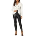 thumbnail image 2 of INSPIRE CHIC Blazer Gothique à Basque pour Femme à Col Rabattu, Ouvert à l'Avant, Ourlet Haut-Bas, TP Blanc, 2 of 6