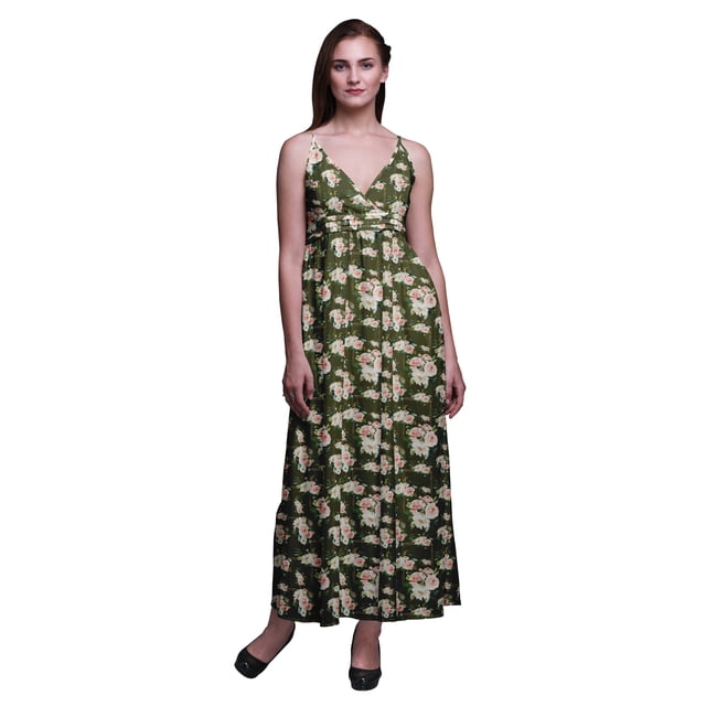 Bimba Robe Longue Chic à Imprimé Floral pour Femme, Style Bohème, Maxi d'Été, Tenue de Plage - Moyen