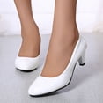thumbnail image 2 of Dakaela Escarpins pour Femmes à Talon Bloc Bas et Épais, Bout Rond, Plateforme, Chaussures de Bureau/travail/robe, Blanc, 7, 2 of 6