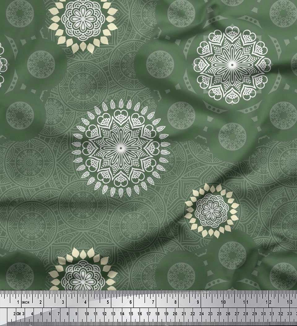 Soimoi Modal Satin Fabric Mandala Ethnic Fabric Prints by Yard 42 Inch Wide
