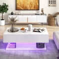 thumbnail image 4 of Costway LED Coffee Table with 2 Drawers 20-Color Dimmable LED Lights & Remote Control White, 4 of 10