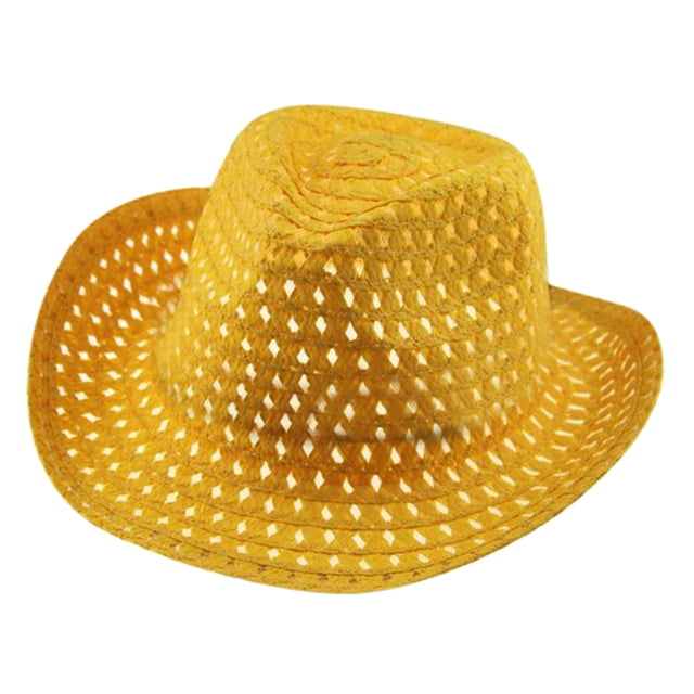 MIASHUI Summer Breathable Cowboy Hats Beach Straw Sun Hat Caps,Yellow,One Size