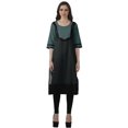 thumbnail image 2 of Moomaya Robes Indiennes pour Femmes Décontractées d'Été Imprimées Manches 3/4 Longue Kurta, 2 of 6