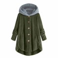 thumbnail image 1 of Womens Cardigan Plus Size Button Plush Tops Hooded Loose Cardigan Wool Coat Winter Jacket Navy Xl, 1 of 4