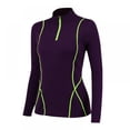 thumbnail image 1 of Women Quarter Zip Pullover Running Shirts Long Sleeve Activewear Tops Tight Workout, 1 of 5