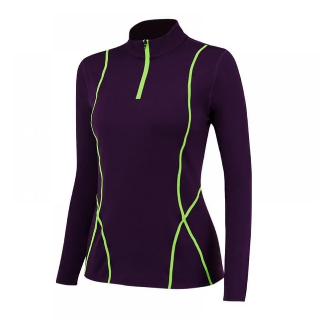 Women Quarter Zip Pullover Running Shirts Long Sleeve Activewear Tops Tight Workout
