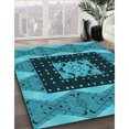thumbnail image 3 of Ahgly Company Tapis d'Intérieur Rectangulaire Transitionnel Lavable à la Machine, Bleu Turquoise Vif, 7 Pieds x 10 Pieds, 3 of 7