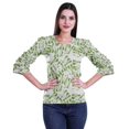 thumbnail image 1 of Moomaya T-Shirt Court pour Femmes en Coton Imprimé à Manches à Volants Grande Taille, 1 of 4