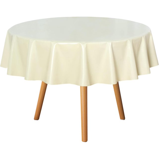 Nappe Ronde en Plastique Transparent Vinyle PVC Protège-Nappe Anti-Déversement d'Huile Essuyable Propre Housse de Table pour Tables à Manger Fêtes Camping Cristal Clair