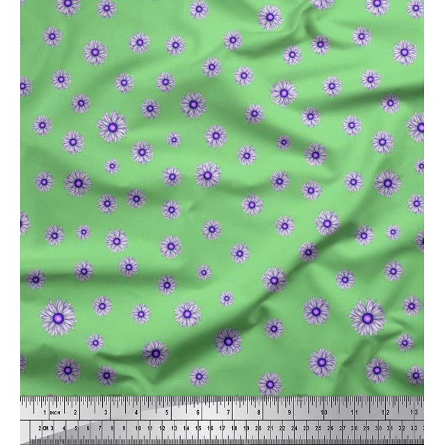 Soimoi Moss Georgette Fabric Aster Floral Print Fabric by Yard 42 Inch Wide