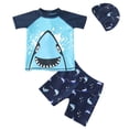 thumbnail image 1 of MIASHUI Boys Two Piece Rash Guard Swimsuits Kids Short Sleeve Bathing Suit with Sun Hat,Sky Blue,7-8 Years, 1 of 6