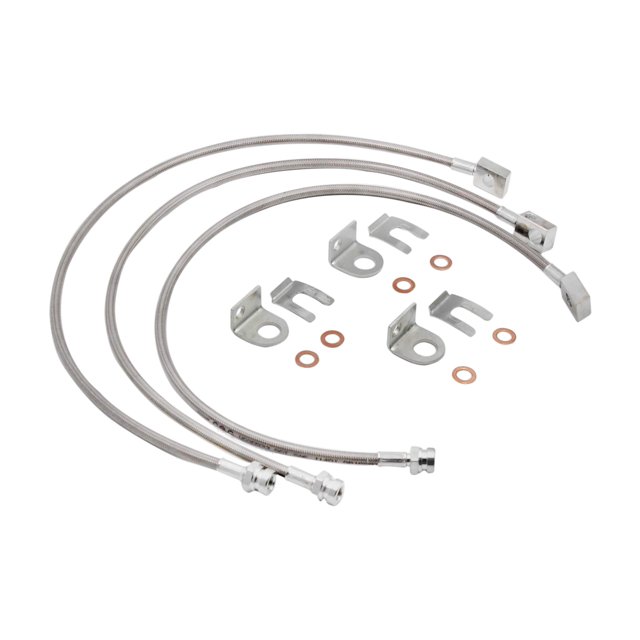 89715 Front and Rear Extended Stainless Brake Lines replacement for 1987-2006 Jeep Wrangler TJ YJ 84-01 Cherokee XJ