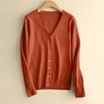 thumbnail image 2 of aohooy Womens Cable Knit Cardigan V-Neck Button Down Cardigans Solid Soft Long Sleeve Sweaters Wine,L, 2 of 9