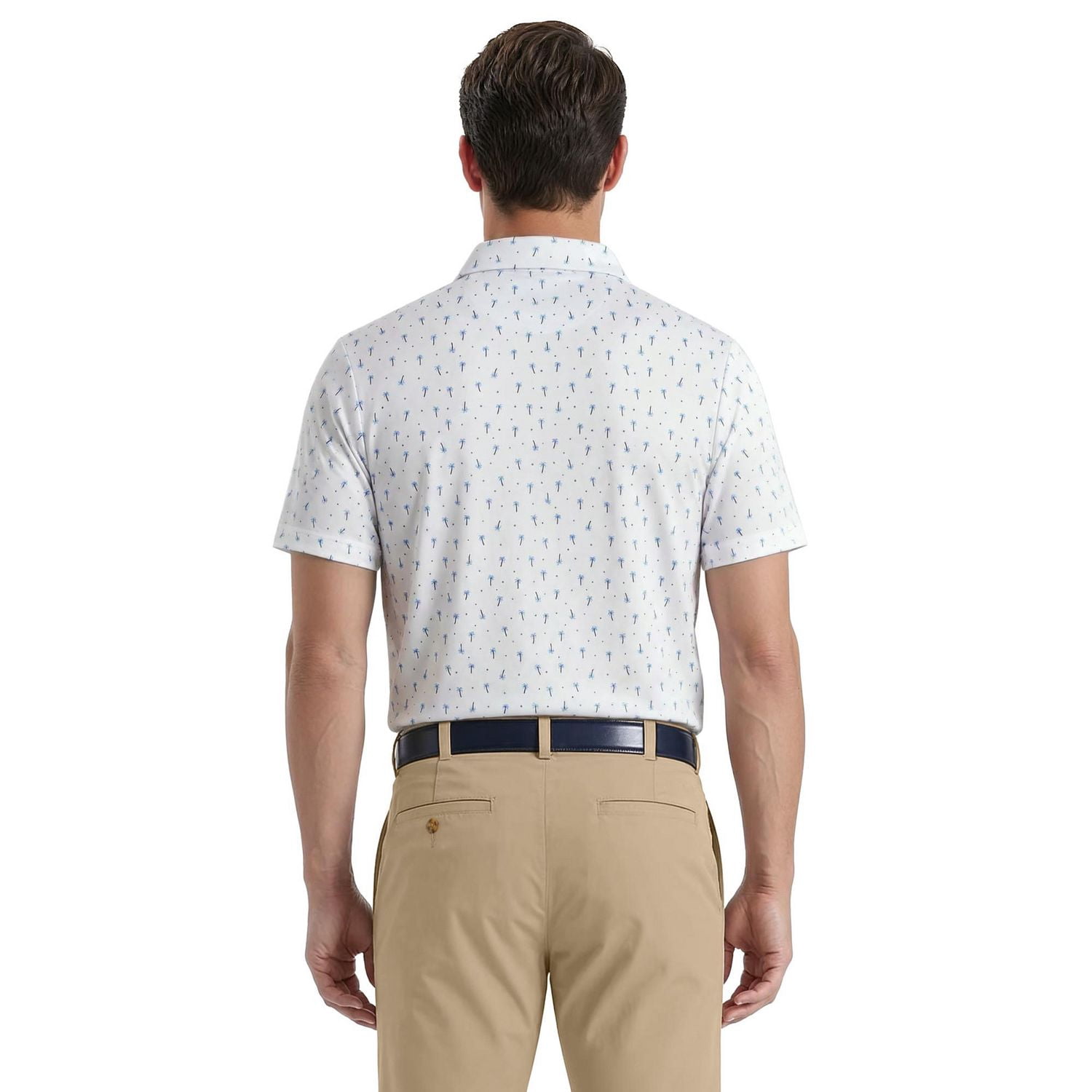 Ben Hogan Performance Men's Mini Palm Print Short Sleeve Golf Polo Shirt