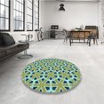thumbnail image 4 of Ahgly Tapis Rond Lavable en Machine Intérieur Transitionnel Vert Noisette, 7 Pieds Rond, 4 of 7