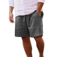 thumbnail image 1 of Mens Cotton Linen Shorts Casual Drawstring Inseam Shorts Stretch Summer Beach Wear, 1 of 6