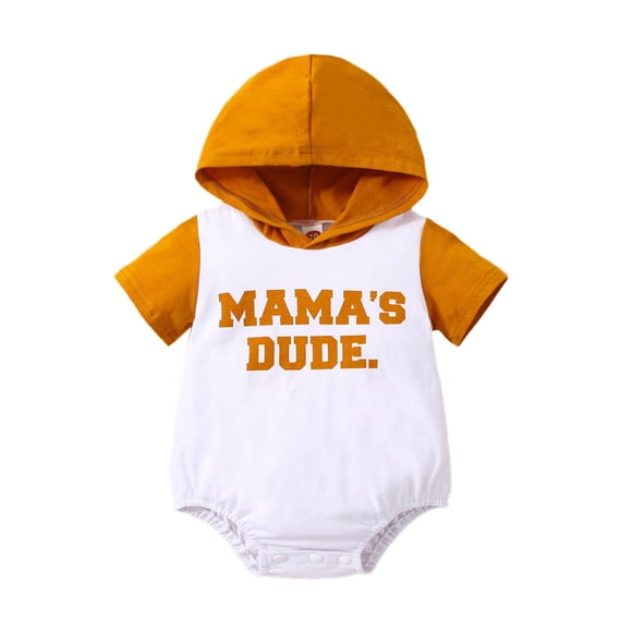 XYIJANI Clearance Gender Neutral Baby Clothes Toddler Mama's Dude Letter Romper Baby Cotton Bodysuit Hooded Baby Bodysuit for Mother‘S Day Newborn Boy Clothes (White,0-6 Months)