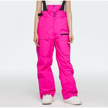 Mceream Pantalon de Ski pour Homme Isolé Chaud d'Hiver Extérieur Imperméable Pantalon de Planche à Neige avec Salopettes Bretelles Amovibles Pantalones de Trabajo Para Hombre Para Frio Rose Vif TG