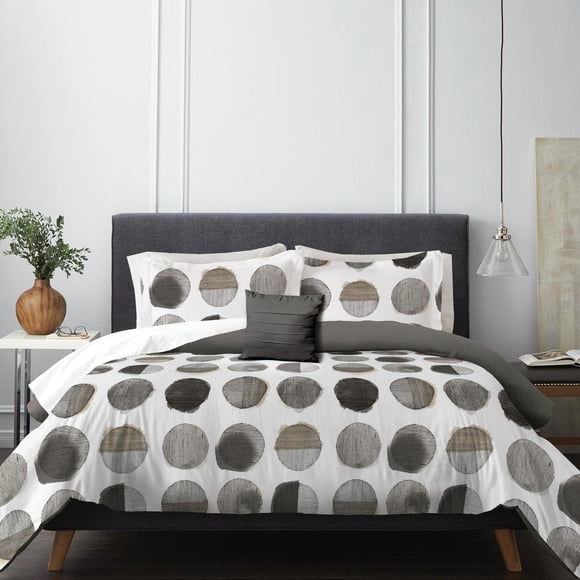 Ensemble de douillette, lit 1 place/1place très long 3pc points gris Wabasso