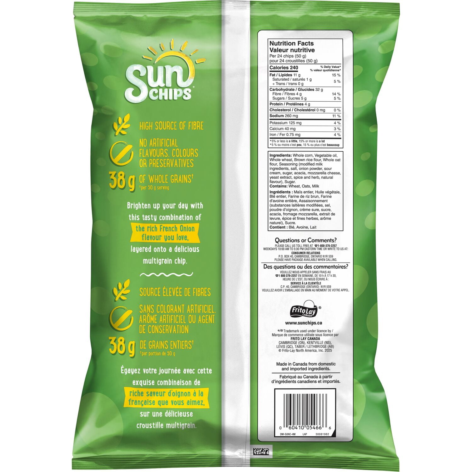 Collations multigrains SunChips Saveur Oignon à la française
