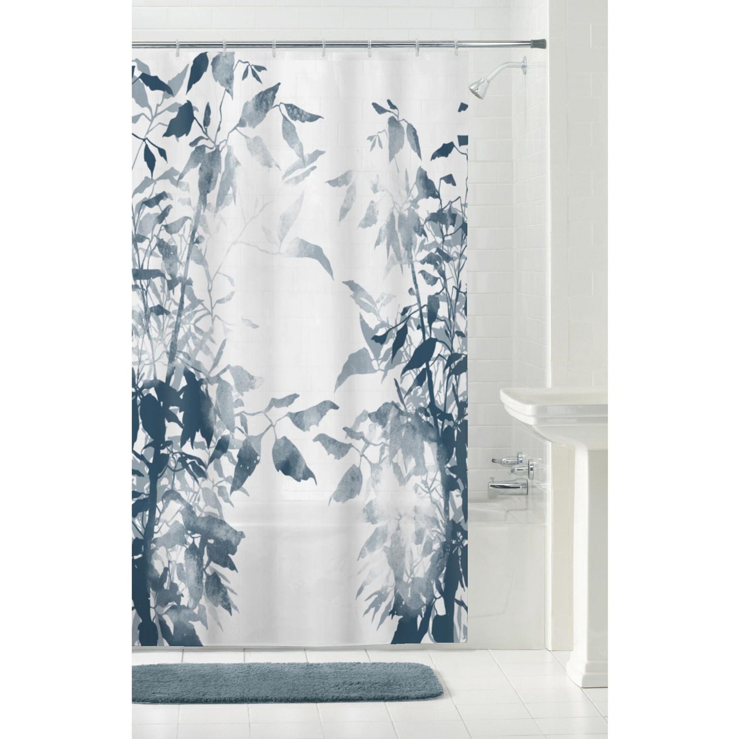 Mainstays Sun Print Medium Weight PEVA Shower Curtain, 70 Inches by 72 Inches, Blue