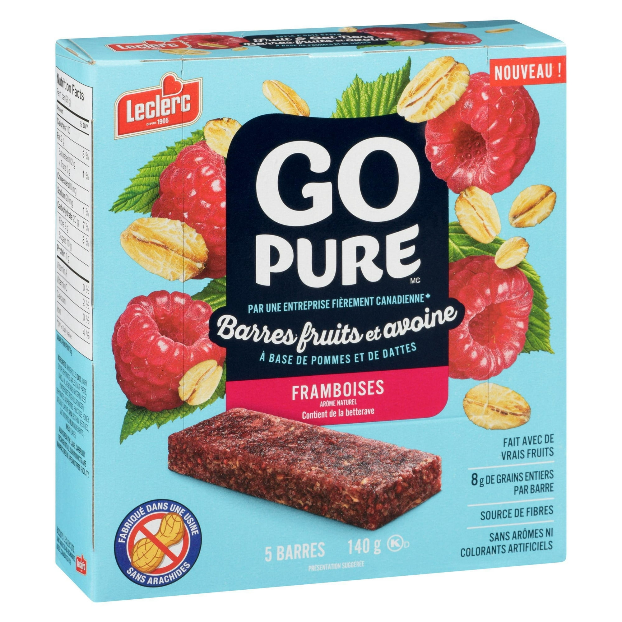 Go Pure Barres aux Fruits et à l'Avoine à la Framboise