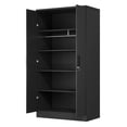 thumbnail image 4 of Pemberly Row Armoire Garde-Robe Moderne en Bois à Deux Portes, Noire, 4 of 10