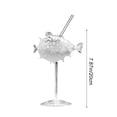 thumbnail image 3 of weibbin Pufferfish Shaped Glass 8.3 Inch, Unique Cocktail Glass with Straw, White Tropical Drinkware for Summer Beach Pool Party, 3 of 6
