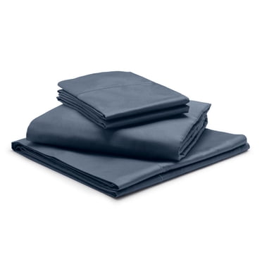 Poches EXTRA Profondes de 24 Pouces - Ensemble de Draps en Coton Égyptien 100 % à 1000 Fils, Grand Lit Scindé, Coton à Fibres Longues 1000 Fils - Grand Lit Scindé, Bleu Méditerranéen