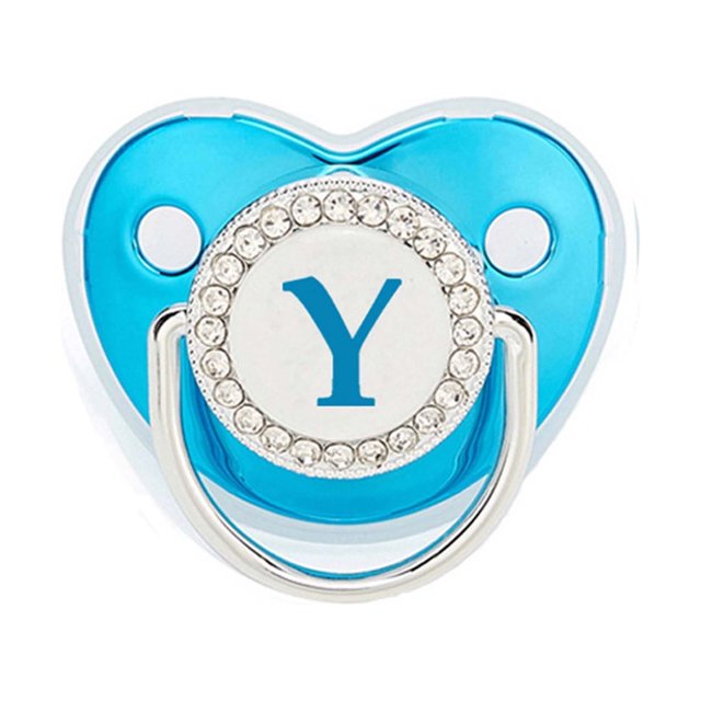 XZNGL Pacifier Clips Baby Girl Baby Pacifier 26 Letter Name Initials Clip Silicone Baby Pacifier Golden Shiny Newborn Pacifier Silicone Pacifier Clip