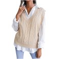 thumbnail image 1 of Gilet Sans Manches pour Femmes Gilet pour Femmes à Col en V Uni Tricoté Chandail Décontracté Mode Gilet Sans Manches Veste Manteau Hauts, 1 of 6