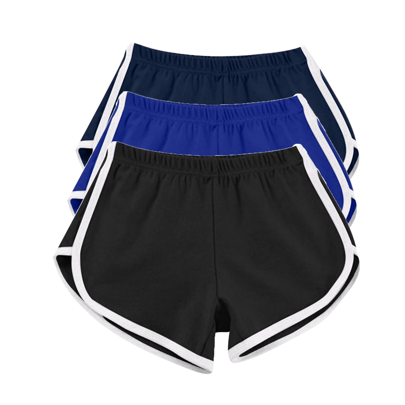 Timegard 3pc Womens Yoga Short Elastic Waisted Summer Athletic Running Active Sports Shorts Sweatshorts