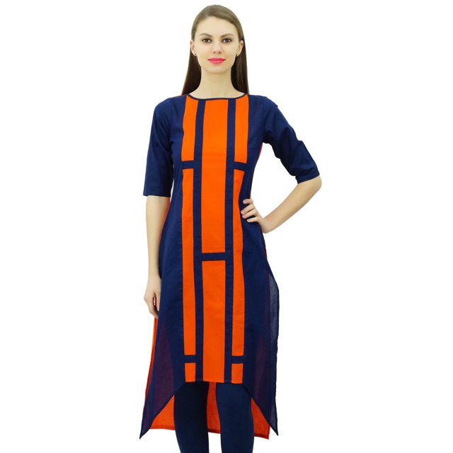 Phagun Tunique de Créatrice en Coton Indien pour Femme, Ourlet Asymétrique, Kurti, Tenue Décontractée, Kurta