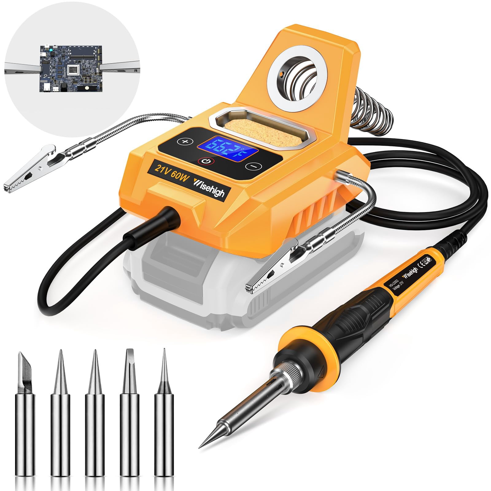 Cordless Soldering Station for Dewalt 20V Max Battery - with 2 Auxiliary Helpers Electric Digital LCD Display Soldering Iron Station Fast Heating Up Soldering Station fo
