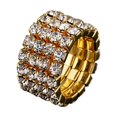 thumbnail image 4 of Maytalsory Bague en Cristal Extensible de Luxe Unique pour Déclaration d'Amour Bague Incrustée à la Mode Dorée 4 Rangées 5Ensemble, 4 of 6