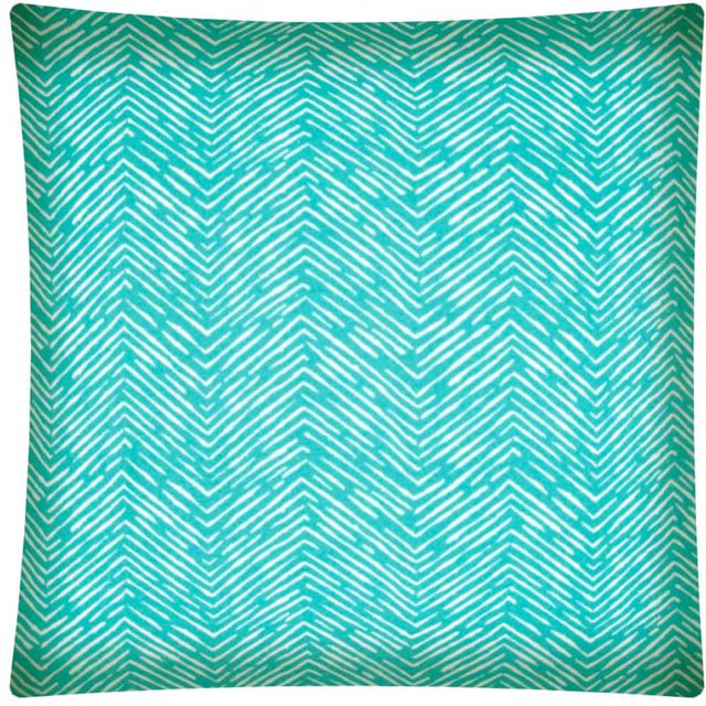 Joita Water Wave Indoor/Outdoor Zippered Pillow Cover-Turquoise Polyester Fabric
