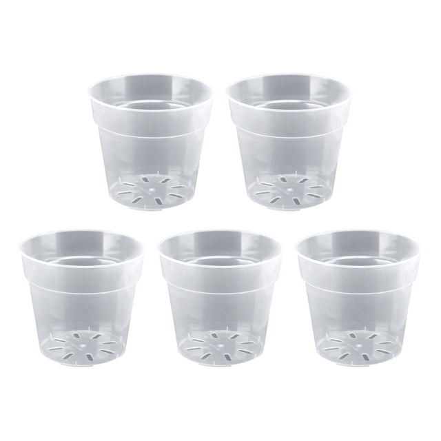 TIELUTT Transparent Nursery Flowerpot 5 Packs Transparent Flowerpot Suitable for Flower with Handle Small Resin Flower for Indoor Extra Large Flower Indoor Flower Indoor Variety Pack