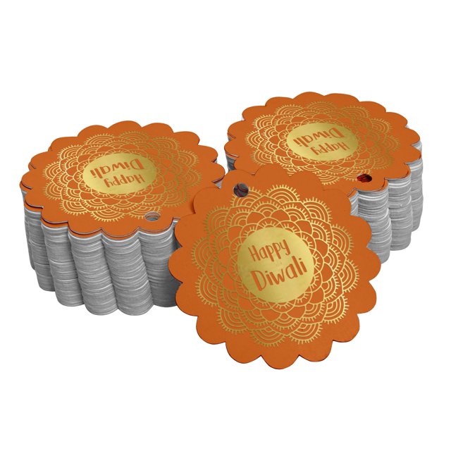 Inkdotpot Happy Diwali Bottle Tag Real Gold Foil Favor Hang Tags 100 Pack
