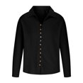 thumbnail image 4 of RXIRUCGD Chemise Blouse pour Homme Mode Décontractée Unie à Boutons, Col Rond, Manches Longues, Col Rabattu, Noir, Taille : M, 4 of 6