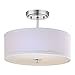 Modern Chrome Ceiling Light with White Drum Shade - 14-Inches Wide