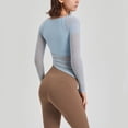 thumbnail image 5 of FAIWAD Women's Long Sleeve Sport Tops Square Neck Solid Color Lightweight Pullover Tops with Bra, 5 of 5