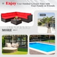 thumbnail image 4 of Costway 6PCS Patio Rattan Furniture Set Cushioned Sofa Coffee Table Red, 4 of 8