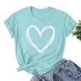 thumbnail image 1 of Styesk T-Shirts pour Femmes Confortables Doux Col Rond T-Shirts Chandail Mode Léger Manches Courtes T-shirt Saint-Valentin Graphique Décontracté Grande Taille Hauts Imprimé Cœur Hauts de Sortie, 1 of 3