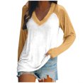 thumbnail image 2 of EQWLJWE Fall Raglan Sleeve Tunic Tops Womens Plus Size Color Block V Neck Raglan Long Sleeve Shirts Casual Fall Sweatshirts Holiday Raglan Sleeve Tops, 2 of 4
