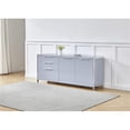 thumbnail image 2 of Glossy Light Gray Storage Cabinet with 5 Compartments and Stainless Steel, 2 of 9