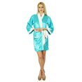thumbnail image 3 of Bimba Women Short Satin Robe Velvet Belt Getting Ready Bridesmaid Robe Coverup, 3 of 8