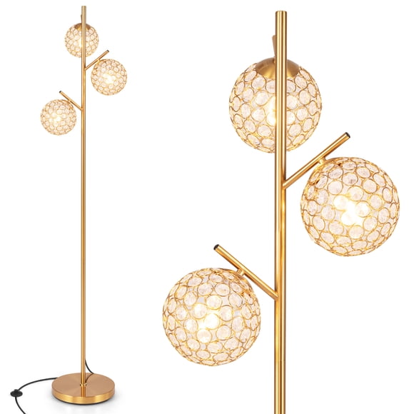 Gymax 3-Globe Floor Lamp w/ Foot Switch & 3 E26 Bulb Bases Sturdy Metal Pole