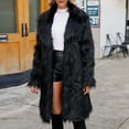 thumbnail image 4 of LSLJS Womens Ladies Warm Faux Furry Long Coat Jacket Winter Solid V-neck Outerwear, 4 of 6