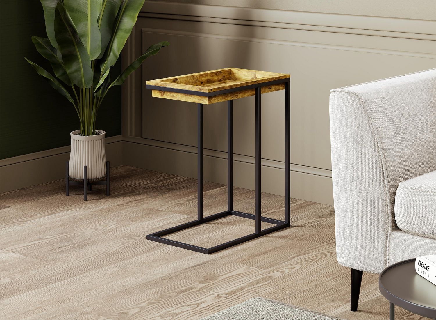 Side Table. End Table Living Room. Bedside Table or Night Stand. Small Entry Table. Easy To Assemble. Reclaimed Wood Look